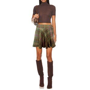Vintage Ralph Lauren RUGBY Flared Tartan Plaid Mini Skirt Size 12. FREE SHIPPING